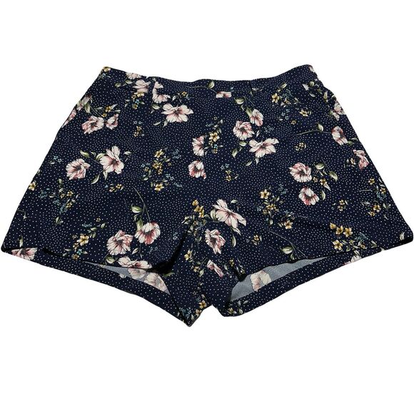 Torrid Pull On Crepe Mid Rise Shorts blue floral Size 3X Elastic Waist - Picture 1 of 7